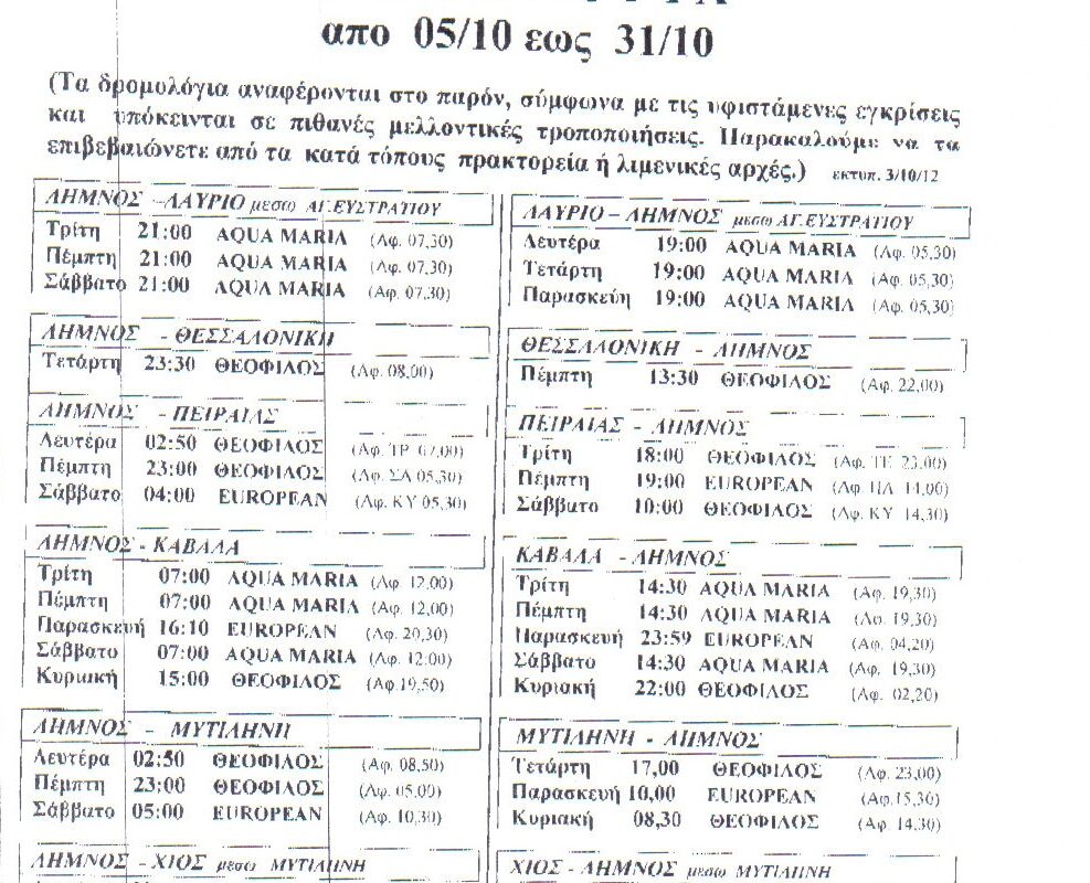 Το ανεπιθύμητο AQUA MARIA επιστρέφει στα δρομολόγια της Λήμνου.