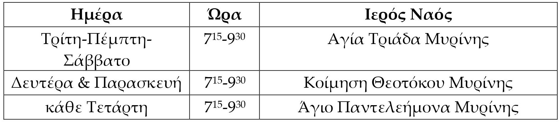 Ι. Μητρόπολη Λήμνου & Αγ. Ευστρατίου: Πρόγραμμα Θείων Λειτουργιών Σαρακοστής Χριστουγέννων