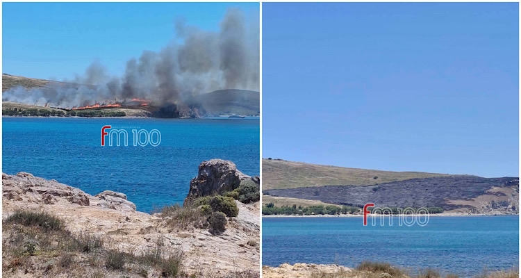 Λήμνος: Περίπου 100 στρέμματα έκαψε η φωτιά στο Κτήμα Ντουνιά στο Μούδρο