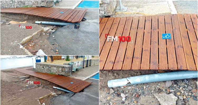 Μύρινα: «Στον αέρα» η νέα ράμπα ΑμεΑ στη Ν. Μάδυτο μετά τη χθεσινή βροχή