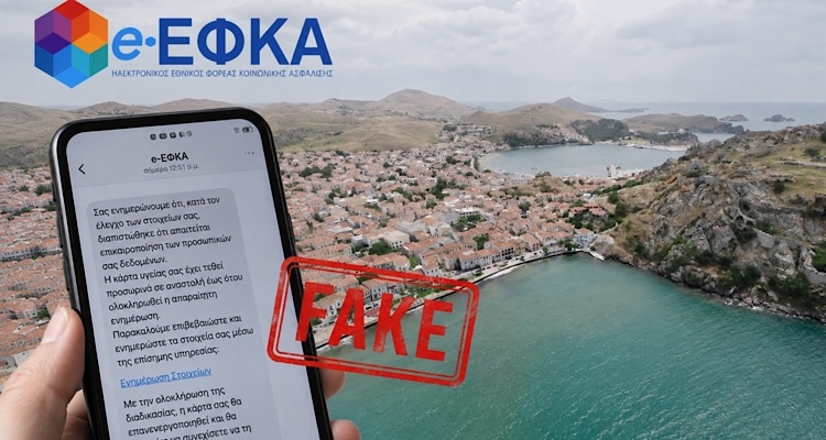 Προσοχή: Απάτη με SMS που εμφανίζεται ως μήνυμα του e-ΕΦΚΑ έφτασε σε κατοίκους της Λήμνου